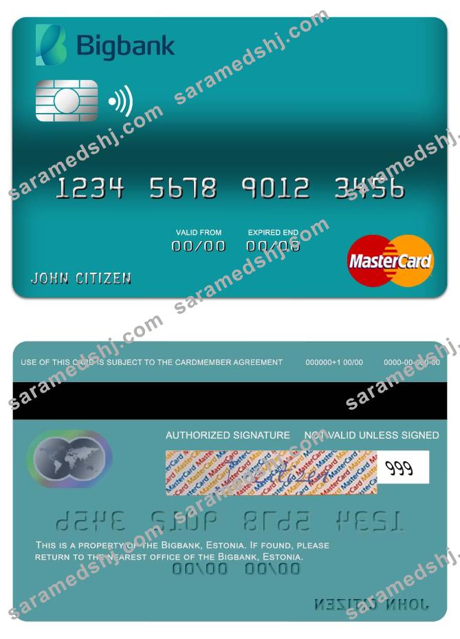 Estonia Bigbank mastercard